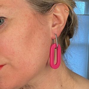 Machete large pink acetate earrings. Made in Italy.